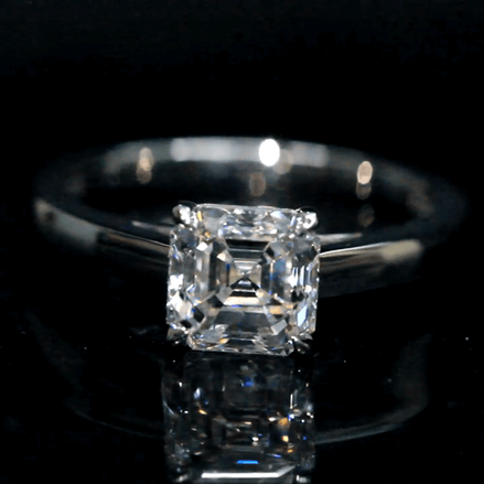 1 Carat Asscher Cut Lab Grown Diamond Solitaire Ring