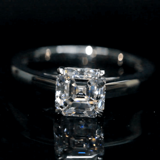 1 Carat Asscher Cut Lab Grown Diamond Solitaire Ring