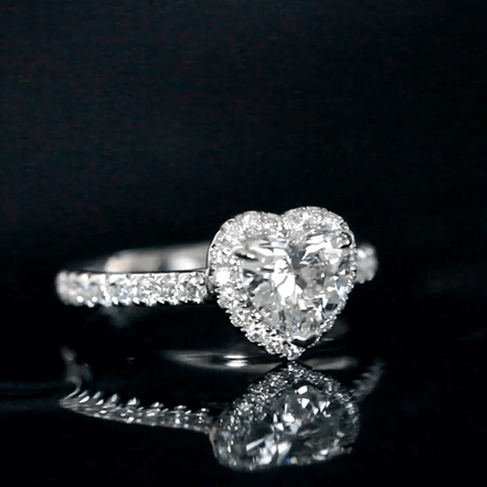 Affordable Luxury Jewelry 1 Carat Heart Shape Lab Grown Diamond Halo Engagement Ring