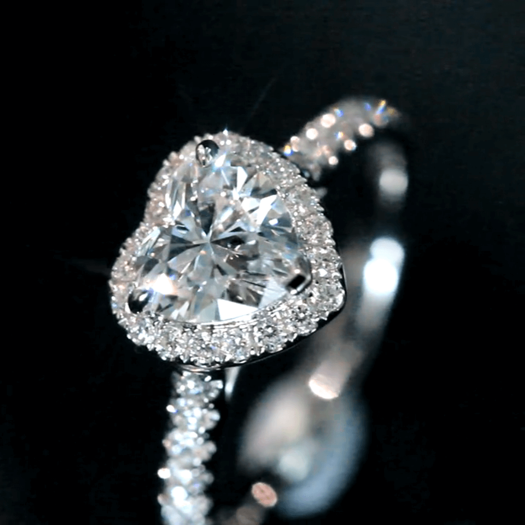 1 Carat Heart Shape Lab Grown Diamond Halo Engagement Ring