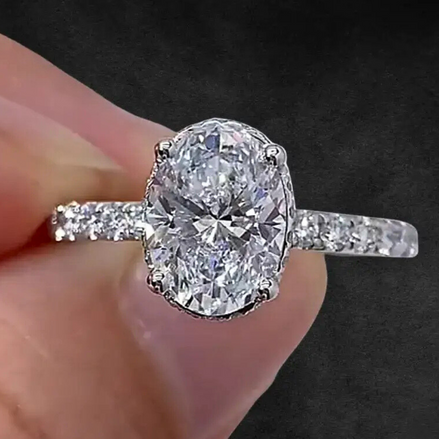 1 CT Hidden Halo Oval Lab Diamond Engagement Ring