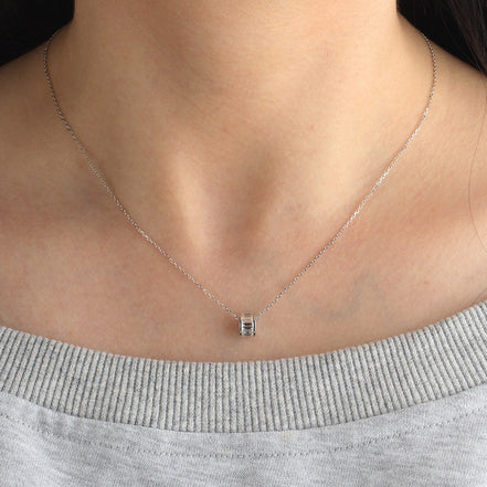 Affordable Luxury Jewelry 1 CT Lab Diamond Cylinder Tube Pendant Necklace 18K Gold