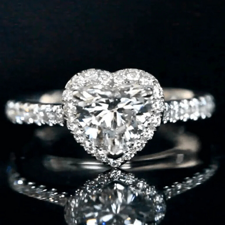 Affordable Luxury Jewelry 1 Carat Heart Shape Lab Grown Diamond Halo Engagement Ring
