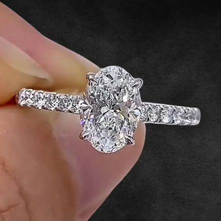 1 Carat Oval Lab-Grown Diamond Pave Engagement Ring | Vibe-Beauty