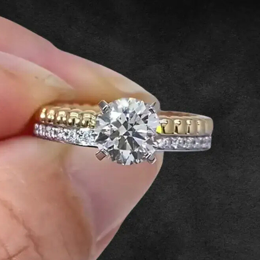 Affordable Luxury Jewelry 1 Carat Round Cut Two Tone Lab Diamond Ring