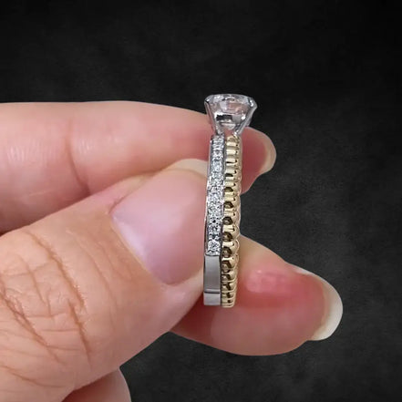 Affordable Luxury Jewelry 1 Carat Round Cut Two Tone Lab Diamond Ring