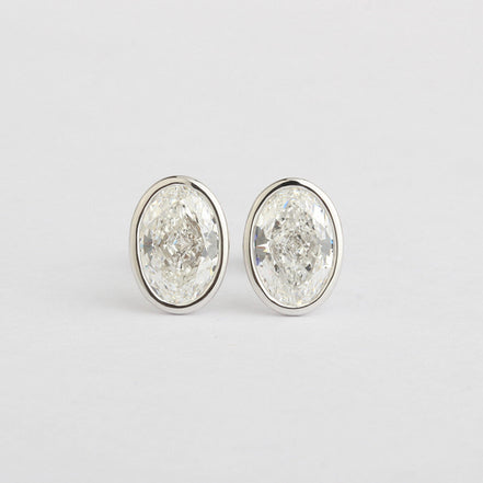 Affordable Luxury Jewelry Bezel Oval Lab-Grown Diamond Studs Earring (2.14 Ct. Tw.)
