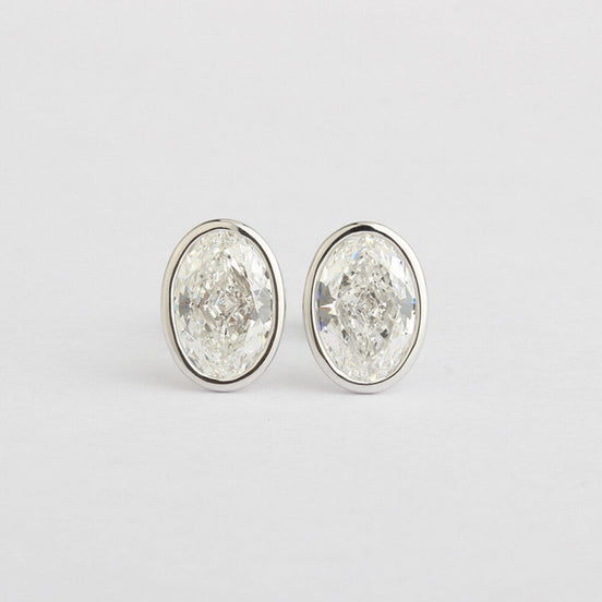 Affordable Luxury Jewelry Bezel Oval Lab-Grown Diamond Studs Earring (2.14 Ct. Tw.)