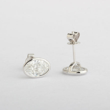 Affordable Luxury Jewelry Bezel Oval Lab-Grown Diamond Studs Earring (2.14 Ct. Tw.)