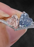 Affordable Luxury Jewelry 2.35 CTW Pink and Blue Two Stone Lab Diamond Ring