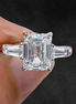 2.5 CT Emerald Cut Lab Diamond Three Stone Ring