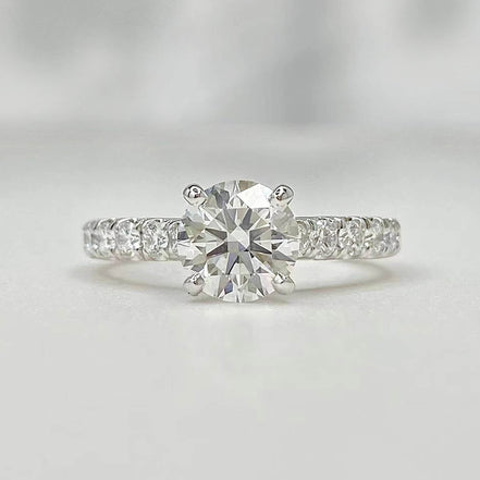 Affordable Luxury Jewelry Pave Round Lab Diamond Engagement Ring