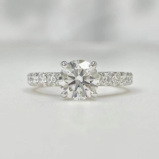 Affordable Luxury Jewelry Pave Round Lab Diamond Engagement Ring