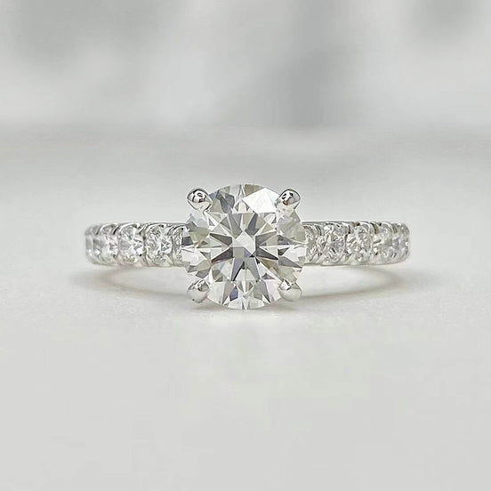 Affordable Luxury Jewelry Pave Round Lab Diamond Engagement Ring