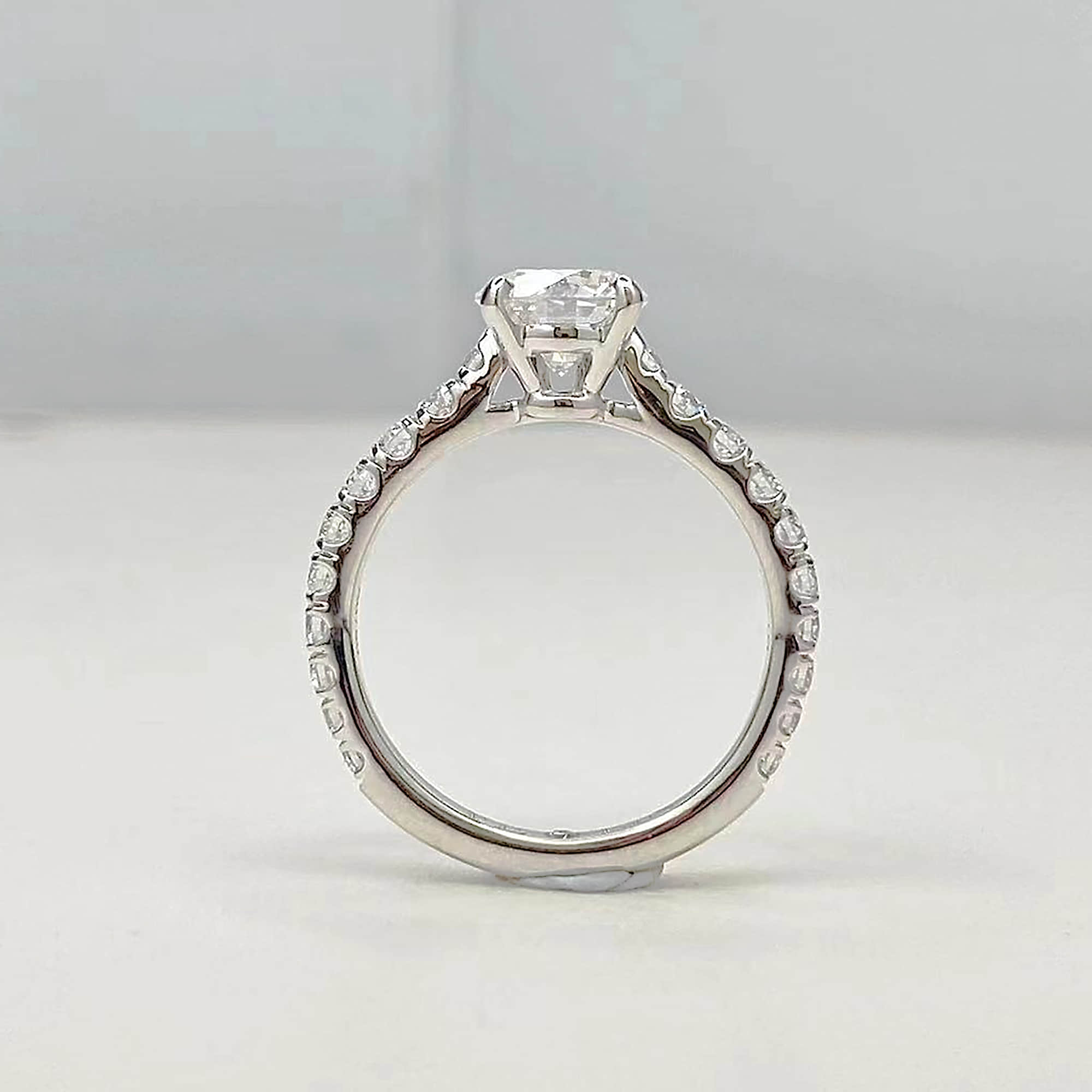 Affordable Luxury Jewelry Pave Round Lab Diamond Engagement Ring