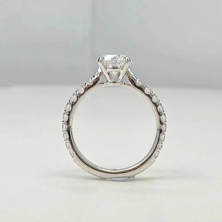 Affordable Luxury Jewelry Pave Round Lab Diamond Engagement Ring
