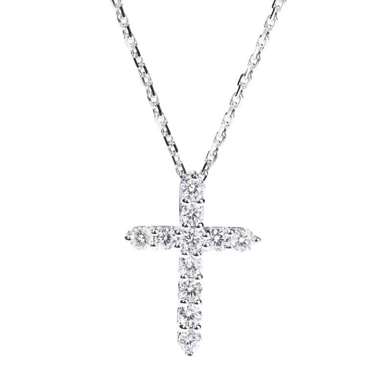 Affordable Luxury Jewelry 1.17 Ct Lab Diamond Cross Necklace 18K Gold