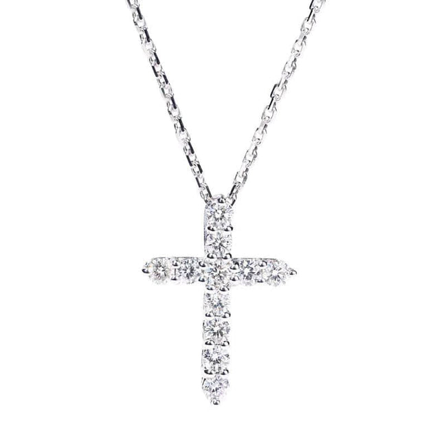 Affordable Luxury Jewelry 1.17 Ct Lab Diamond Cross Necklace 18K Gold