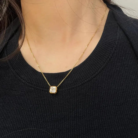 Affordable Luxury Jewelry 2 Carat Asscher Cut Lab Diamond Pendant Necklace