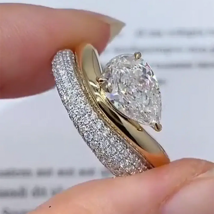 Affordable Luxury Jewelry 2 Carat Pear Lab Grown Diamond East West Engagement Ring