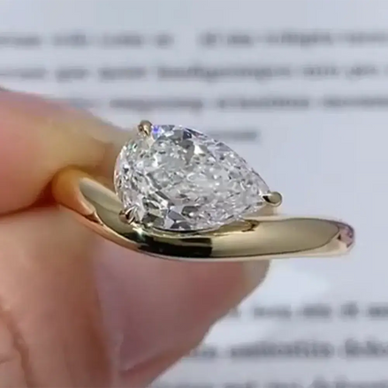 Affordable Luxury Jewelry 2 Carat Pear Lab Grown Diamond East West Engagement Ring