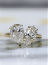 Affordable Luxury Jewelry 2 Carat Marquise 2 Carat Pear Lab Diamond Two Stone Ring 18K Gold