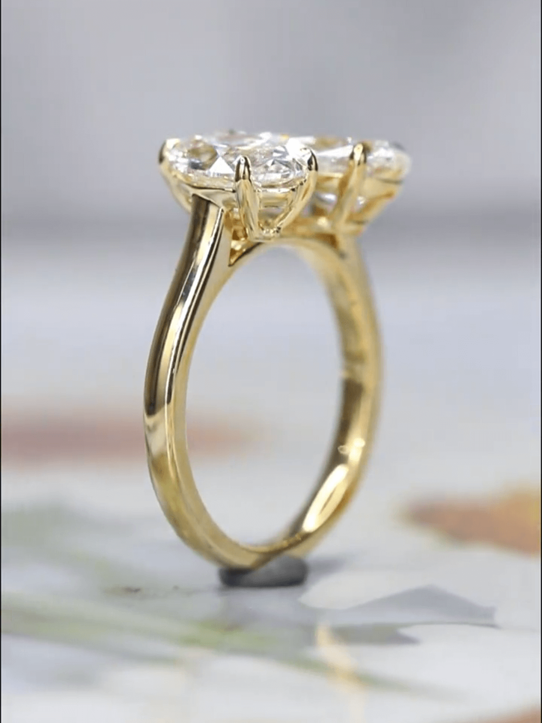 Affordable Luxury Jewelry 2 Carat Marquise 2 Carat Pear Lab Diamond Two Stone Ring 18K Gold