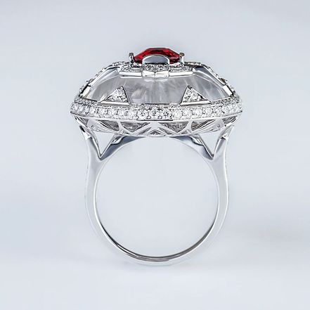 Lab Grown Ruby And Diamond White Crystal Ring-14K Gold