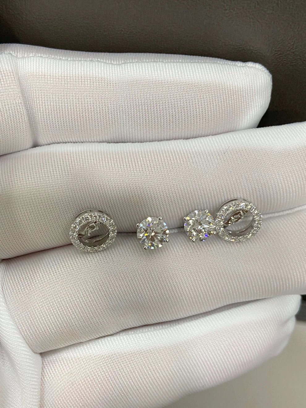 1.7ctw Round Lab Diamond Halo Earrings, 2 Ways to Wear