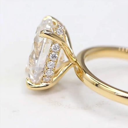 3 Carat Oval Lab Grown Diamond Hidden Halo Ring 18K Gold