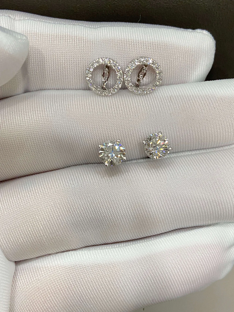 1.7ctw Round Lab Diamond Halo Earrings, 2 Ways to Wear