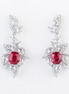 Lab-Grown Ruby And Diamond Earrings-14k Gold