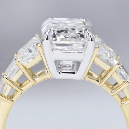 Affordable Luxury Jewelry 4CT Emerald Cut Lab Diamond Seven Stone Ring 18K Gold