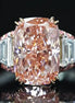 4 Carat Fancy Vivid Pink Cushion Cut Lab Grown Diamond Ring 18K Gold