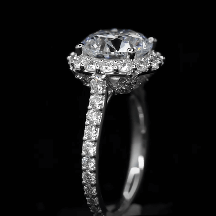 Affordable Luxury Jewelry 4 Carat Round Lab Grown Diamond Ring Halo Engagement Ring