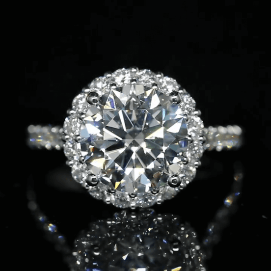 Affordable Luxury Jewelry 4 Carat Round Lab Grown Diamond Ring Halo Engagement Ring