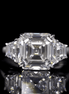 5 Carat Asscher Cut Lab Diamond Three Stone Ring