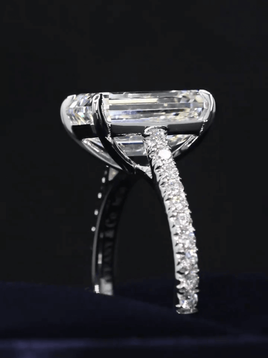 Affordable Luxury Jewelry 5 Carat Emerald Cut Lab Diamond Pave Engagement Ring 18K Gold