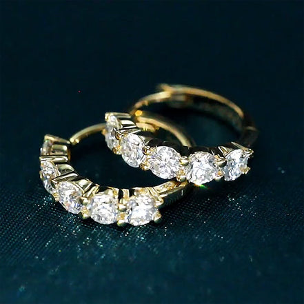 Affordable Luxury Jewelry 5 Stone Round Lab Grown Diamond Hoop Earrings 18K Gold (1.30 Ct. Tw.)