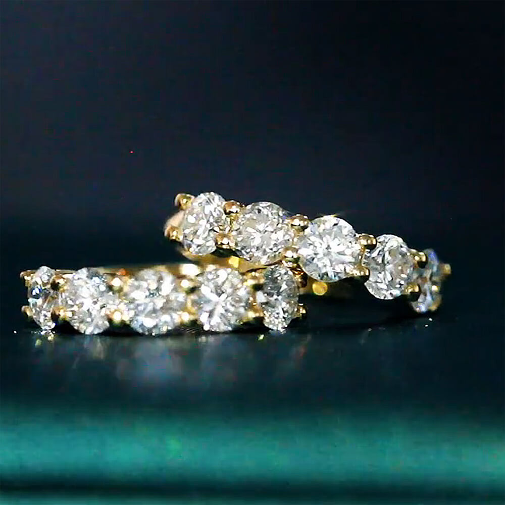 Affordable Luxury Jewelry 5 Stone Round Lab Grown Diamond Hoop Earrings 18K Gold (1.30 Ct. Tw.)
