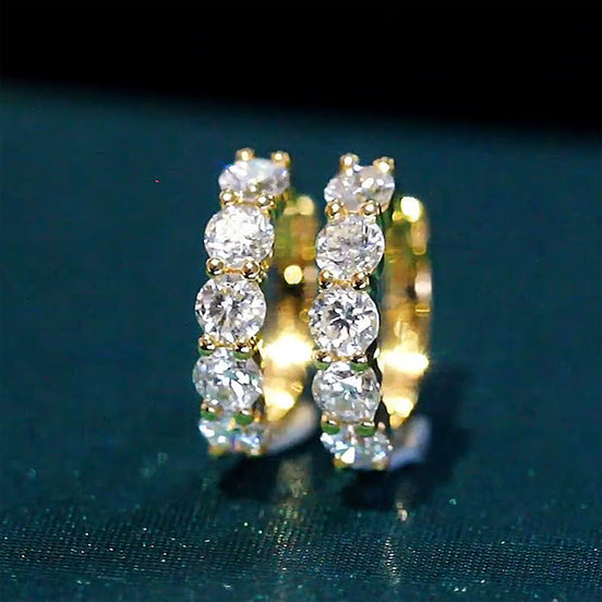 Affordable Luxury Jewelry 5 Stone Round Lab Grown Diamond Hoop Earrings 18K Gold (1.30 Ct. Tw.)