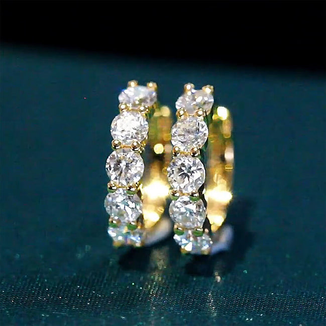 Affordable Luxury Jewelry 5 Stone Round Lab Grown Diamond Hoop Earrings 18K Gold (1.30 Ct. Tw.)