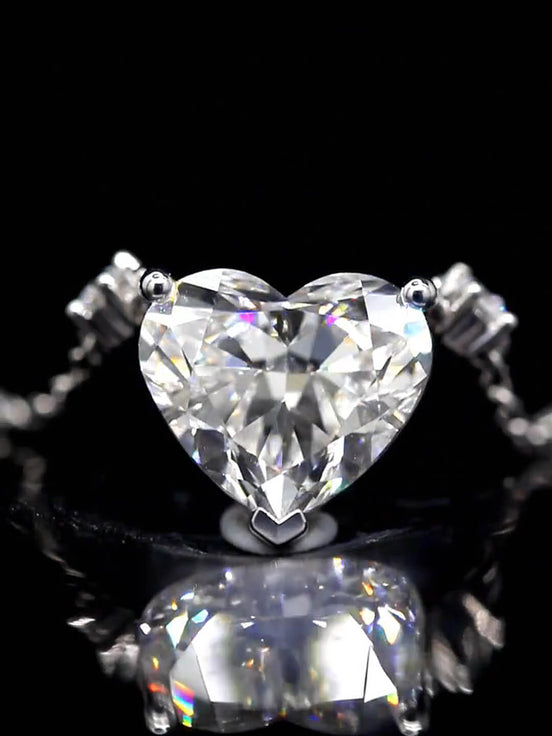 Affordable Luxury Jewelry 6 Carat Heart-Shaped Lab-Grown Diamond Necklace