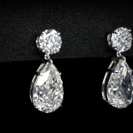 Affordable Luxury Jewelry Pear and Round Lab Grown Diamond Earrings (7.80 Ct. Tw.)
