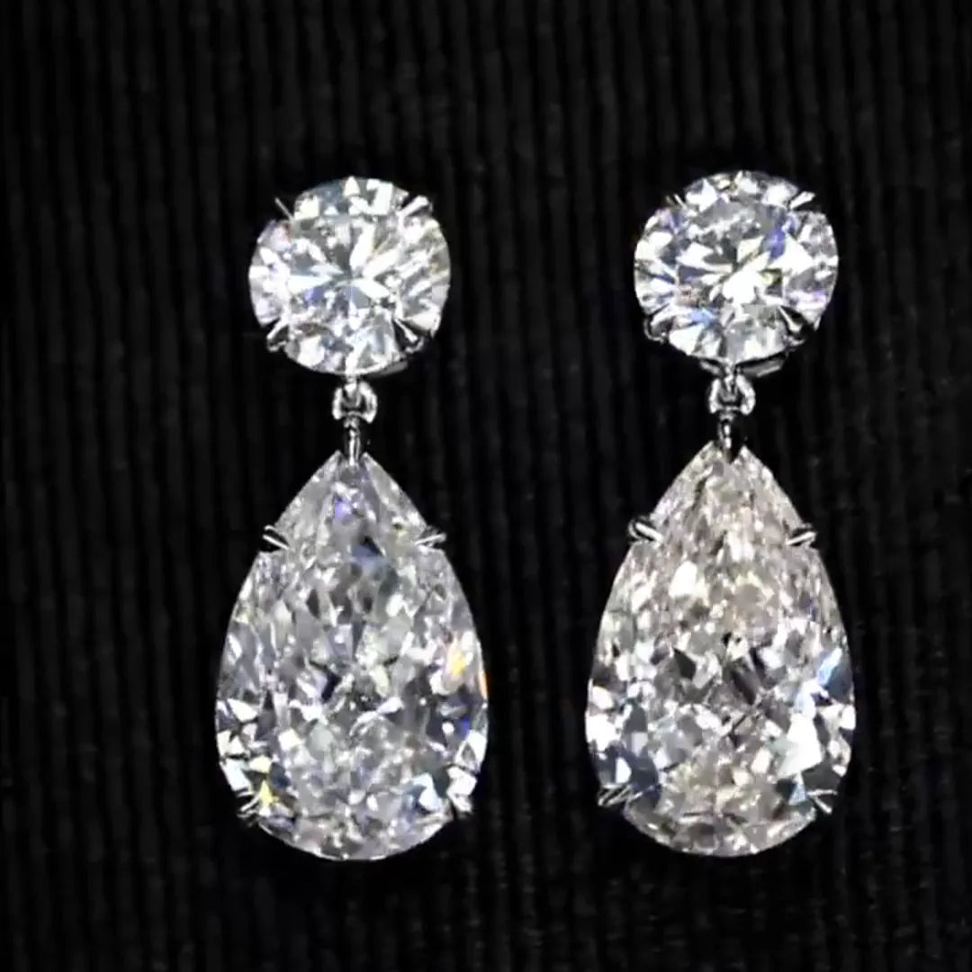 Affordable Luxury Jewelry Pear and Round Lab Grown Diamond Earrings (7.80 Ct. Tw.)