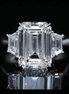 7 Carat Emerald Cut Lab Grown Diamond Side Trapezoid Three Stone Diamond Ring
