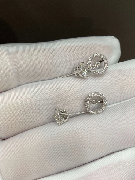 1.7ctw Round Lab Diamond Halo Earrings, 2 Ways to Wear