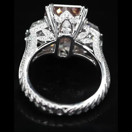 Affordable Luxury Jewelry 7 Carat Fancy Vivid Pink Radiant Lab Grown Diamond Ring 18K Gold