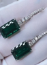 Emerald Dangle Hoop Earrings With Lab Diamonds