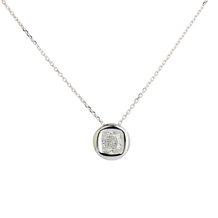 Affordable Luxury Jewelry 1 CT Princess Cut Lab Diamond Bezel Necklace